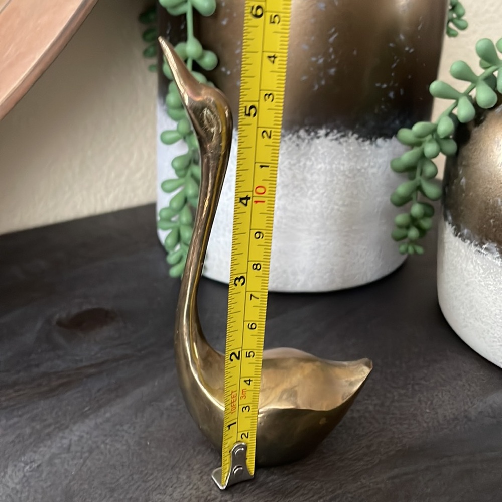 Vintage Set Of 4 Solid Brass Swans - Picture 7 of 11